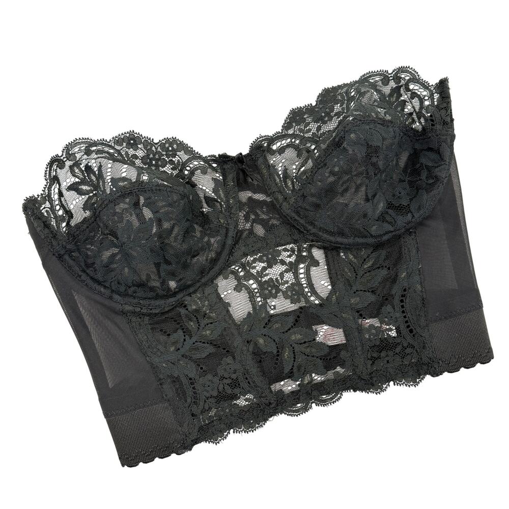 Fleur de Lace by Smoothie Strapless Lace Bustier 34C USA Vintage Corset Coquette